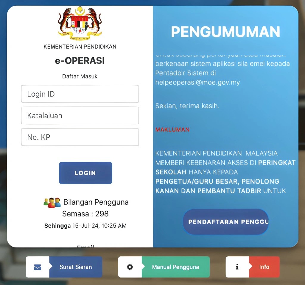 Cara Log Masuk ke eOperasi